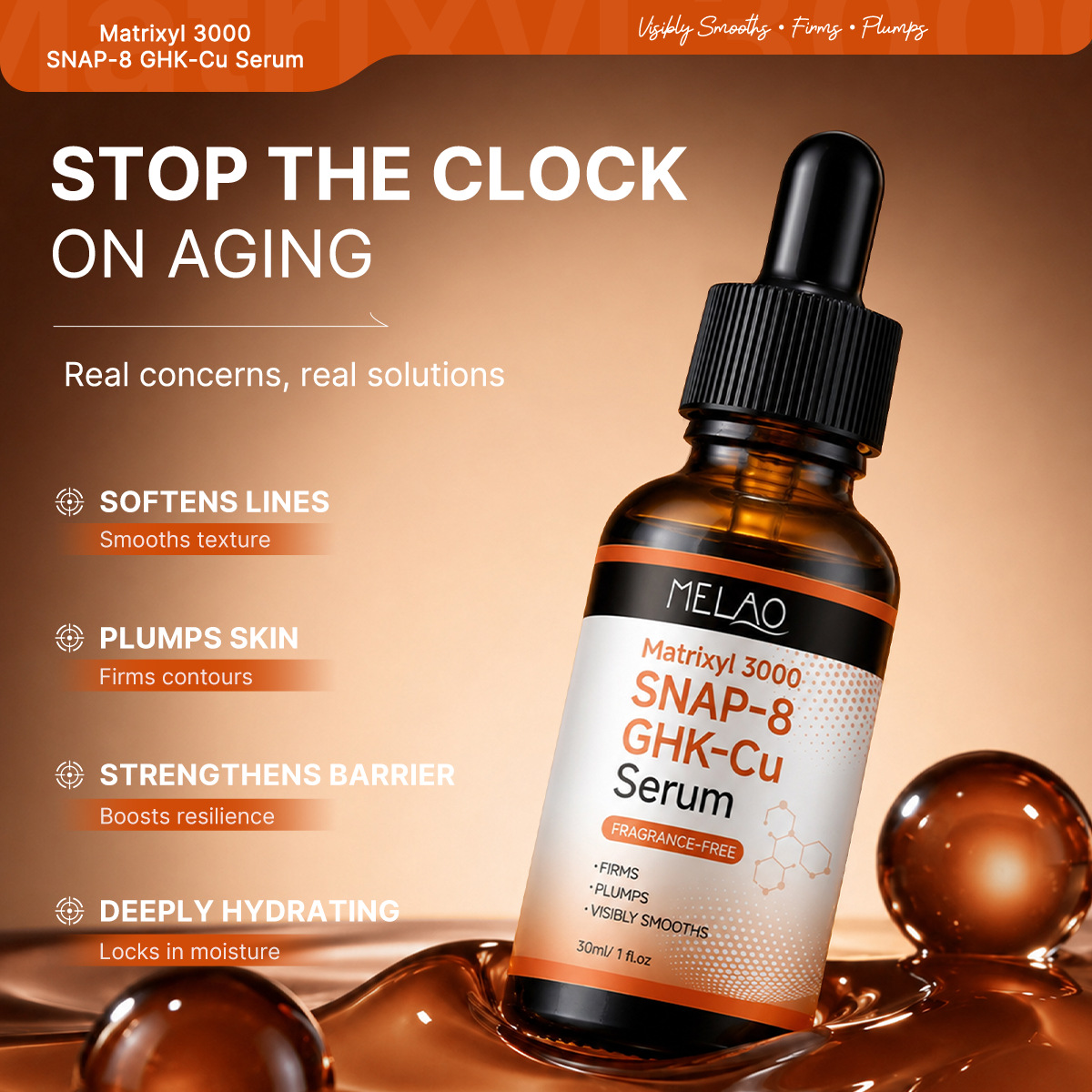 Matrixyl3000 SNAP-8 GHK-Cu Serum: Gentle Facial Repair Serum with Rich Brightening and Moisturizing Effects